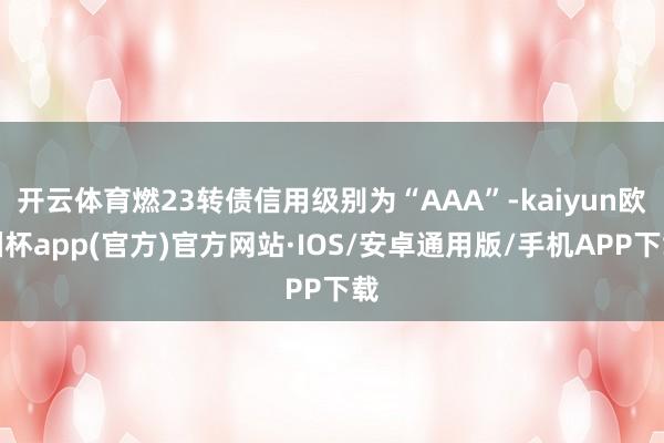 开云体育燃23转债信用级别为“AAA”-kaiyun欧洲杯app(官方)官方网站·IOS/安卓通用版/手机APP下载